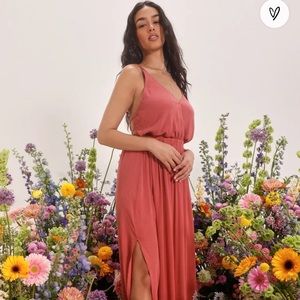 Lulus Paradise dusty rose maxi dress never worn XS